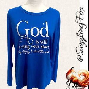 Blue Long Sleeve Tee - 'God is Still Writing Your Story'